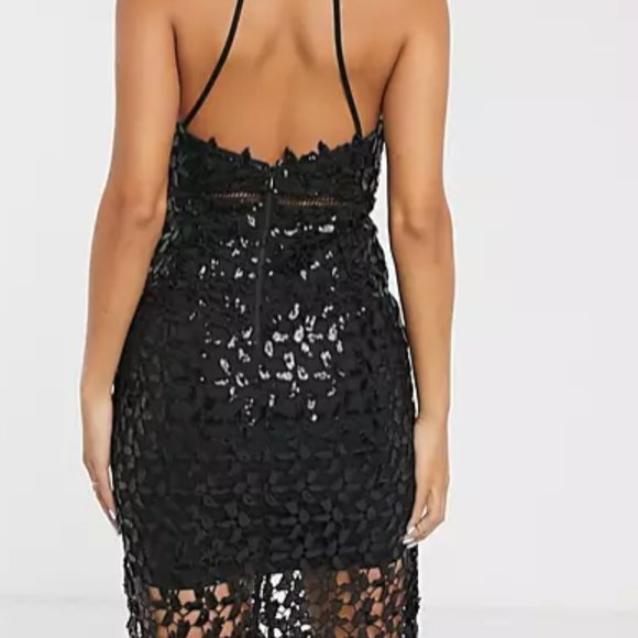 BARDOT // Gemma Sequin Lace Halter Midi Dress - Picture 6 of 8